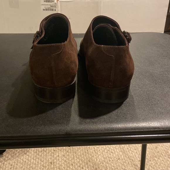 Monte Rosso Brown Suede Monk Strap Shoes Size 11